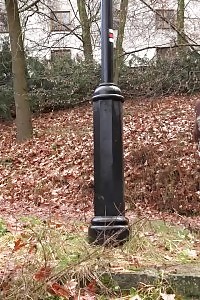 Black-haired In High Heels Pisses Over Stone Steps