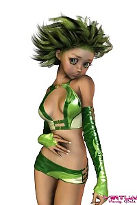 A Terrific 3d Babe In Her Bright Green Tight Shorts