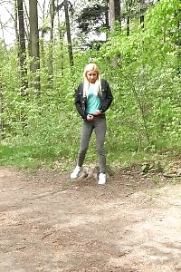 Magnificent Blonde Squats And Pissing On Park Path