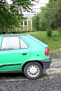 Blonde Girl Pisses Next To A Parked Car