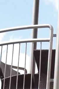 Magnificent Ginger Pisses Over Her Balcony