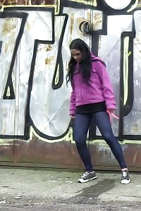 Tempting Brunette Female Leaves A Pee Puddle