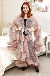 Exciting Set With Hot Brunette Rachelle In A Robe And Black Lingerie