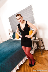 Charlie Red Has Puffy Lips And Sexy Eyes And A Legs Covered In Red Pantyhose