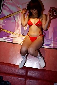 Thrilling Asian Co-ed Is In Her Red Bikini Exhibit Off Her Amazing Body