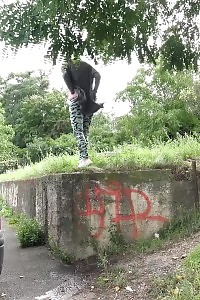 Flawless Blonde Squatting To Piss Outside In Public