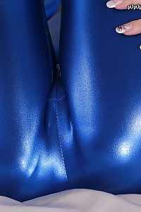 Blonde Lillian Uncovers Her Flaming Hot Body In Blue Latex Uniform